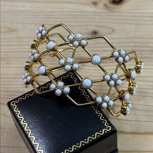 Gold and White Floral Bracelet